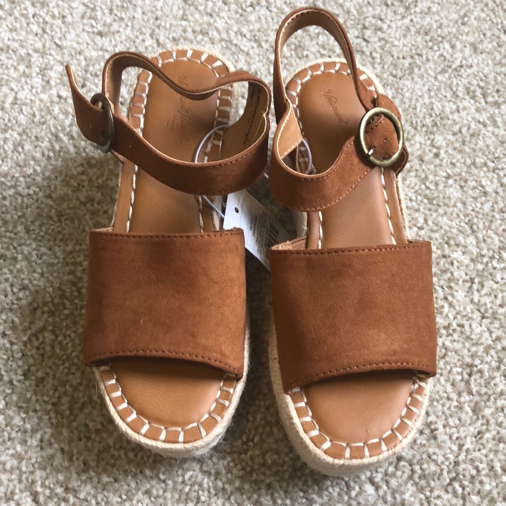 Microsuede Cognac Wedge Pumps